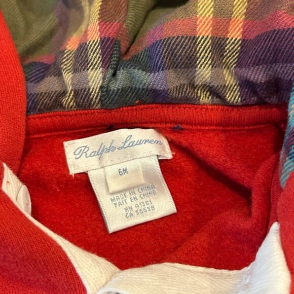 Ralph Lauren Polo Hooded Sweatsuit Romper Red - Picture 4 of 6